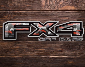 Ford F-150 FX4 Off Road Truck Bed Decals – Red Camo 4WD | F-150, F-250, F-350 (Set of 2)