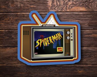 Retro Marvel Comics Spider-Man T.V. Show Vinyl Decal - Laptop, Tablet, Phone Sticker, Vehicle Decal