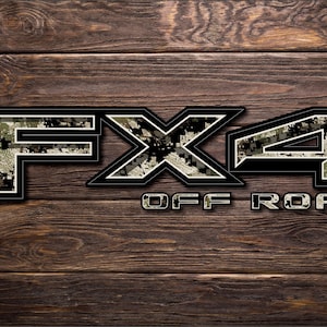 Ford FX4 Series ( Maverick, Ranger, F150, F250, F350 F450 Dually) Off Road Truck Bed Side 4WD Decal Set (2) Sitka Sub Alpine