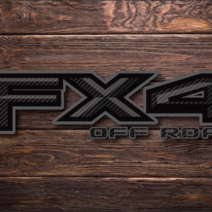 Ford FX4 Series ( Maverick,Ranger, F150, F250, F350) Off Road Truck Bed Side 4WD Decal Set (2) Carbon Fiber Print