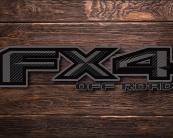 Ford FX4 Off Road Truck Bed Decal Set: Carbon Fiber Print