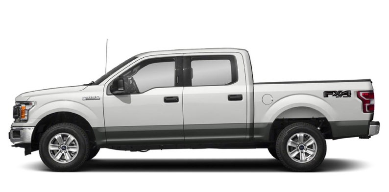 Op de afbeelding: Een witte Ford F-150 pick-up truck met een zwart "FX4" embleem aan de zijkant van de laadbak.