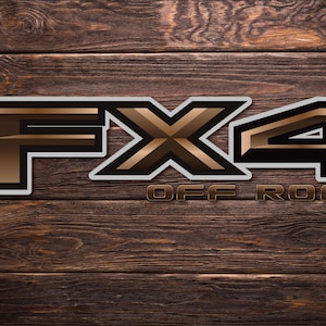 Ford FX4 Series (Ranger,F150,F250,F350 Dually) Off Road Truck Bed Side 4WD Decal Set (2) Bronze