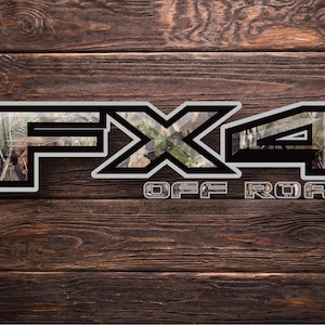 Ford FX4 Series ( Maverick, Ranger, F150, F250, F350) Off Road Truck Bed Side 4WD Decal Set  (2) CAMO