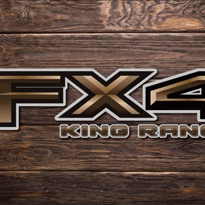 Ford FX4 Series (Ranger,F150,F250,F350 Dually) King Ranch Edition Truck Bed Side 4WD Decal Set (2) Bronze King Ranch Edition