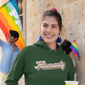 Pride Apparel HUMANITY HOODIE - Discreet Pride - Trendy Hoodie - Oversized Hoodie - Lightweight Hoodie - Subtle LGBT - Bi Pride