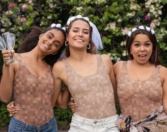 Censored Pattern One Piece Swimsuit - Bathing Suit - Beach Swag - Beach Nude Prank - Naughty - Sexy Swimsuit - Pixel Pattern - Censored