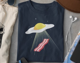 UFO Breakfast T-Shirt: Funny Alien Bacon Abduction Tee