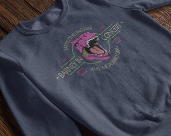 Retro Barney in Concert Sweatshirt - Dinosaur Theme Clothing
