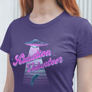 ABDUCTION VOLUNTEER - Alien Space Ship - Outer Space Tee - Retro Font - UFO T-Shirt - Vaporwave Art - Vaporwave Clothes - Flying Saucer