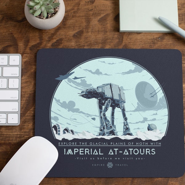 Imperial AT-ATours Gaming Mouse Pad - Star Wars Mouse Pad - Funny Mouse Pad - Space Mouse Pad - Retro Font - Snowspeeder - Retro Desk Mat