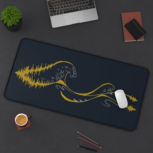Soundwaves Desk Mat - Gaming Mouse Pad - Sound Wave Art - Desk Mat Wave - Magic the Gathering Playmat - Desk Mat Ocean - Sound Wave Print