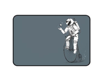 Vintage Cycling Astronaut Desk Mat: Space Playmat