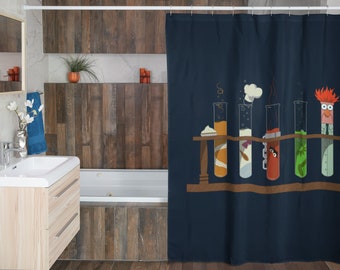 Muppet Science Shower Curtain - Chemistry Shower Curtain - Funny Shower Curtain - Retro Shower Curtain - Funky Shower Curtain - Science Art