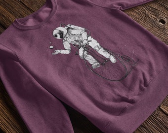 Vintage Cycling Astronaut Sweatshirt: Retro Space Design