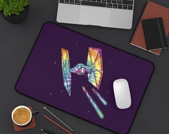 Tie Fighter Desk Mat: Rainbow Tie Dye Star Wars Mouse Pad