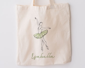 Personalized Ballet Tote Bag, Custom Tote, Natural Canvas Tote, Ballerina, Gifts Under 20, Shopping Bag, Dance Bag, Birthday, Christmas