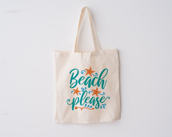 Beach Please Tote Bag Natural Canvas Tote Funny Summer | Etsy