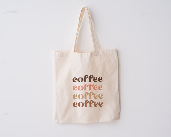 Coffee Tote Bag Natural Canvas Tote Coffee Lovers Espresso Gifts Under 20 Christmas Birthday Shopping Bag