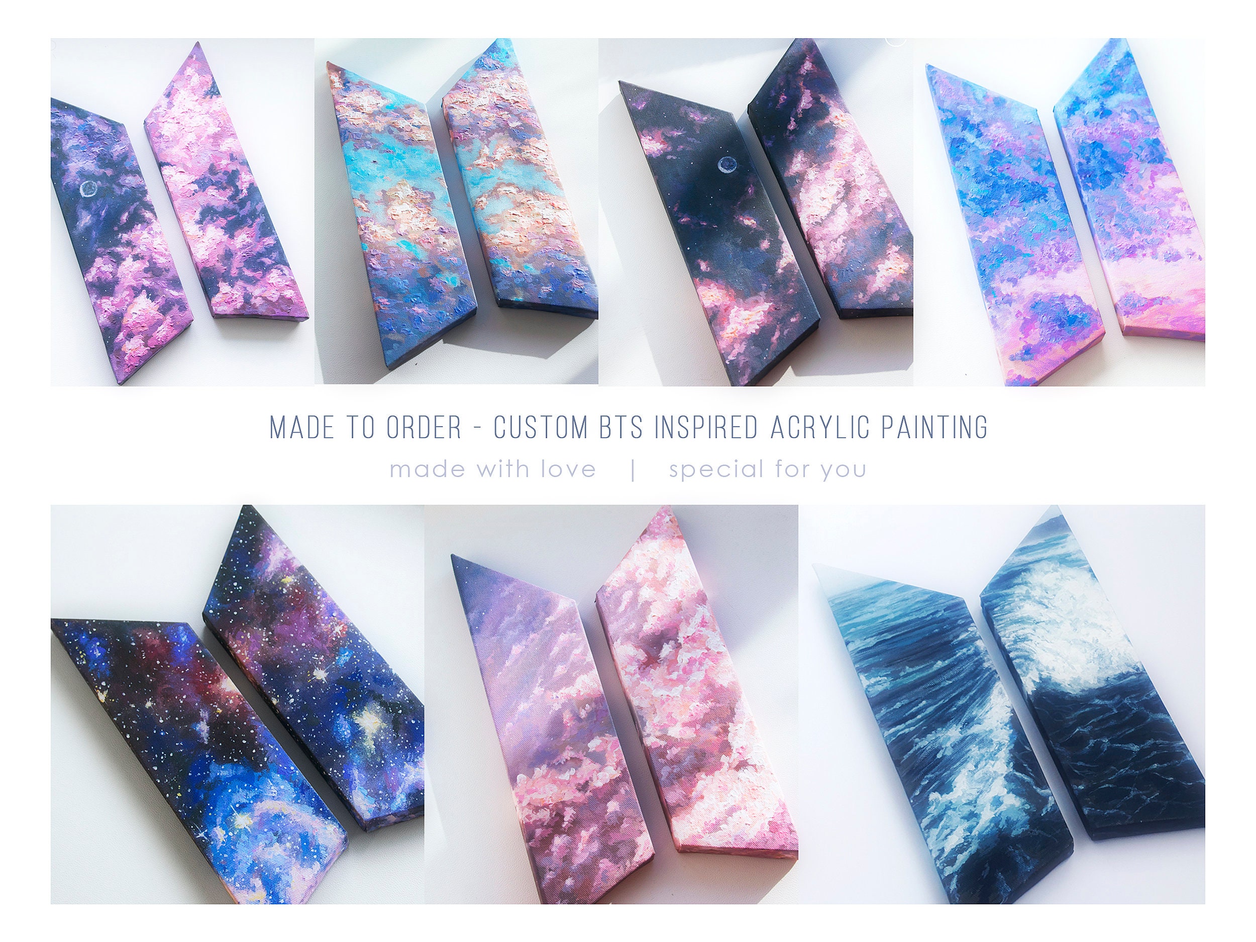 BTS logo inspired Canvas Acrylic Painting bts wall decor | Etsy