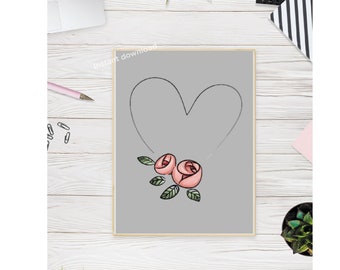 Heart print , Digital download, Printable valentines day gift for her