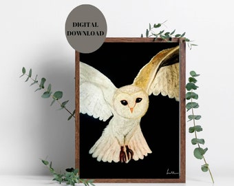 Owl print  Digital Download Bird lovers gift Owl lovers gift  Bird cottagecore decor print of Original art work  Home decor and gifts