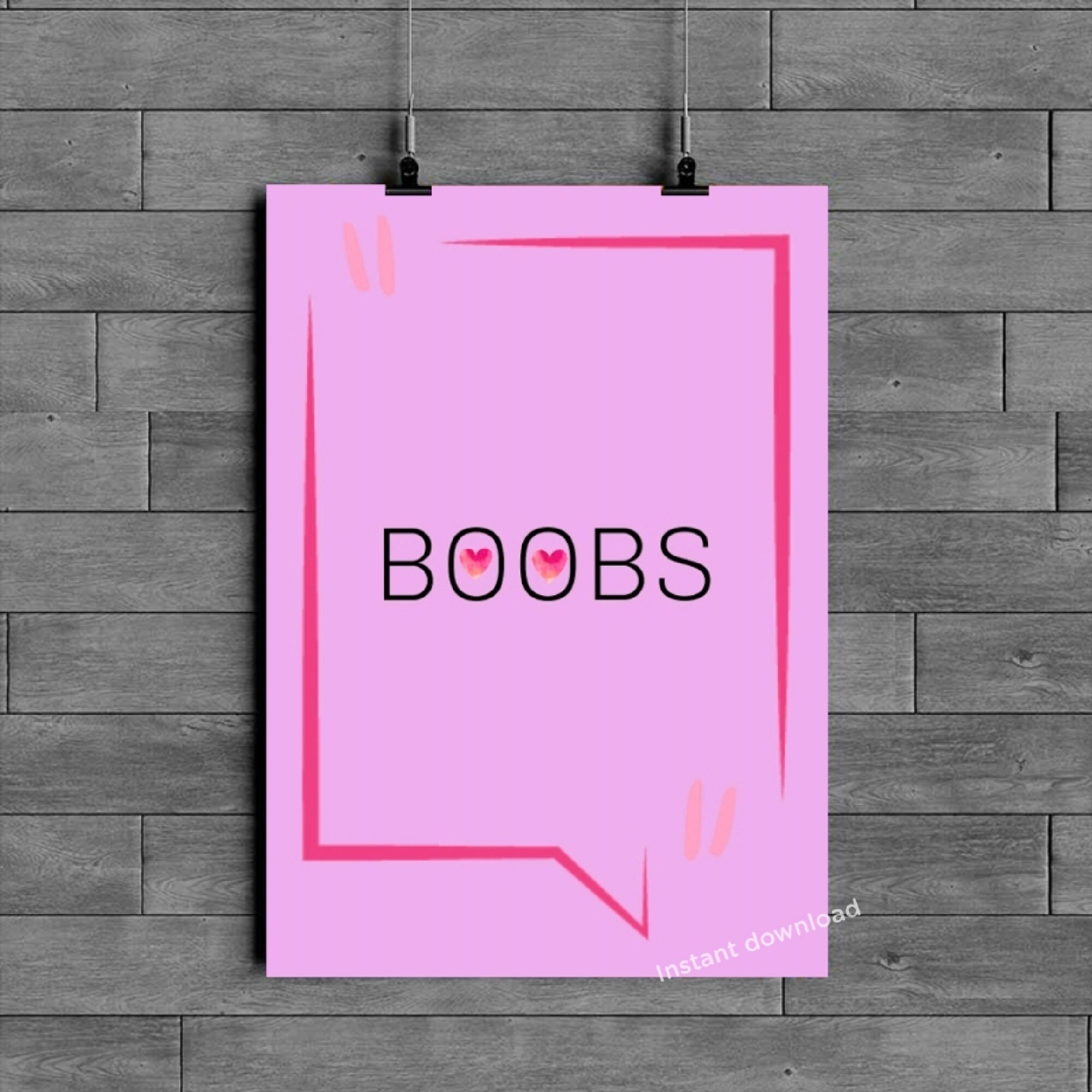 A4 Boobs Printable Poster, Digital Download Wall Art, Pink Home Decor ...