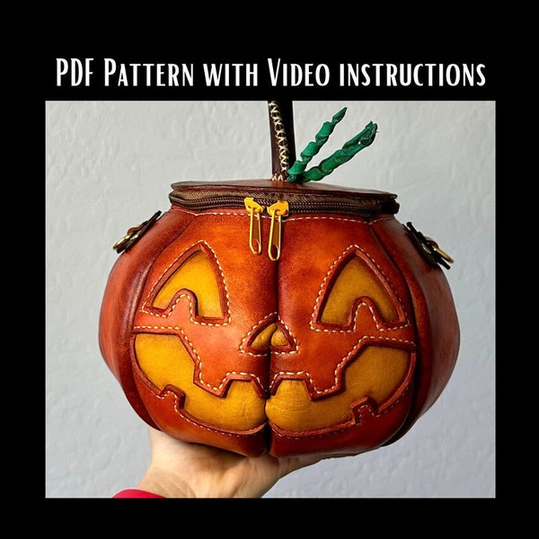 Leather pumpkin bag Pattern/ pdf pattern/ leather pattern/ leather bag pattern/ leather purse pattern/ pumpkin purse pattern/pumpkin purse