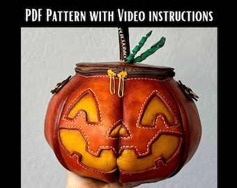 Leather pumpkin bag Pattern/ pdf pattern/ leather pattern/ leather bag pattern/ leather purse pattern/ pumpkin purse pattern/pumpkin purse