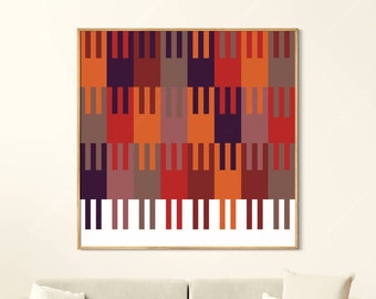 Orange Red Purple Gray Abstract Print, Modern Scandinavian Design, Large Living Room Canvas, Nursery Wall Art, Office Art, by DOWDESIGN