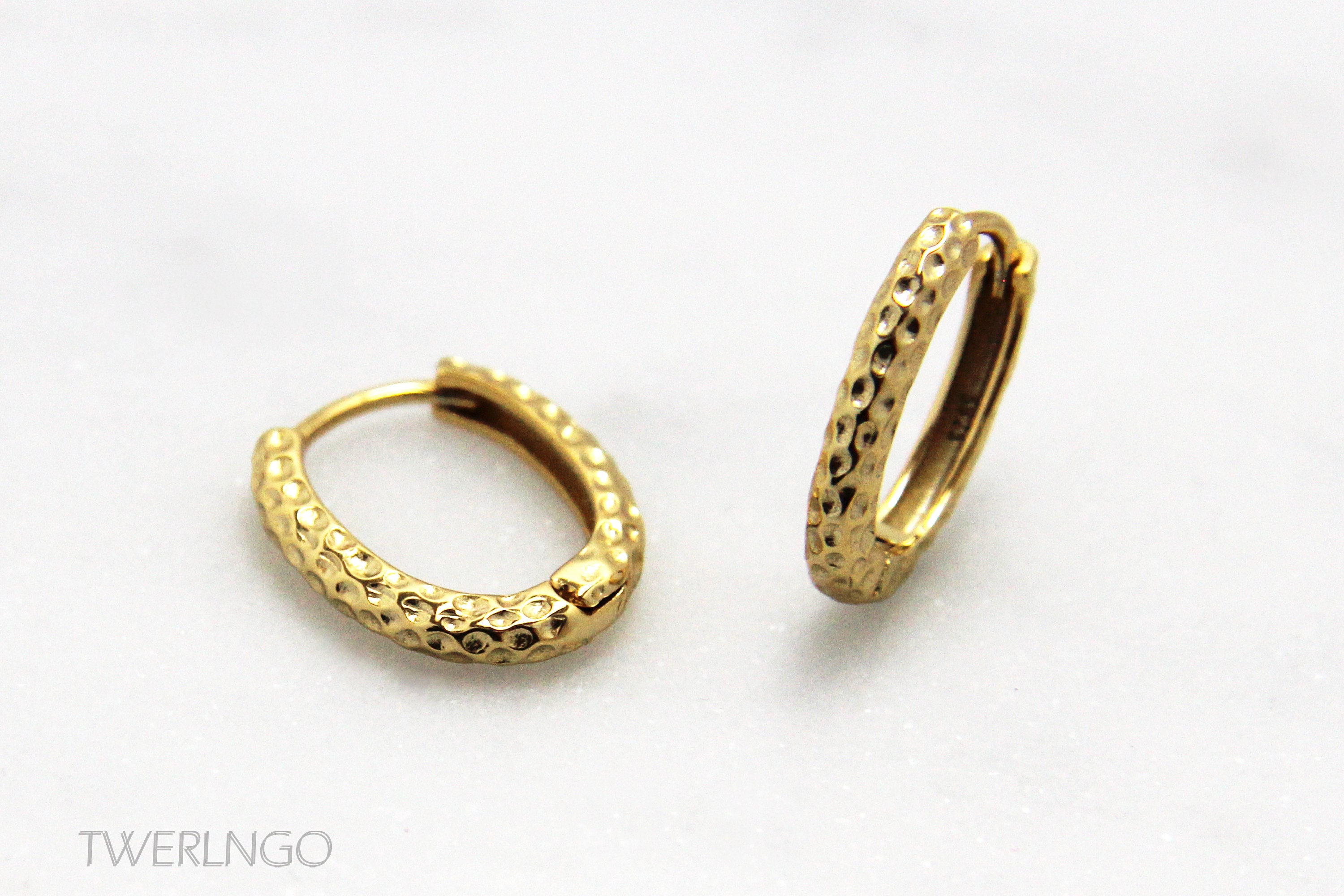 Orecchini A Cerchio ALEXCRAFT In Argento 925 E Placcatura Oro Nero - 10/12/14mm - Foto 9