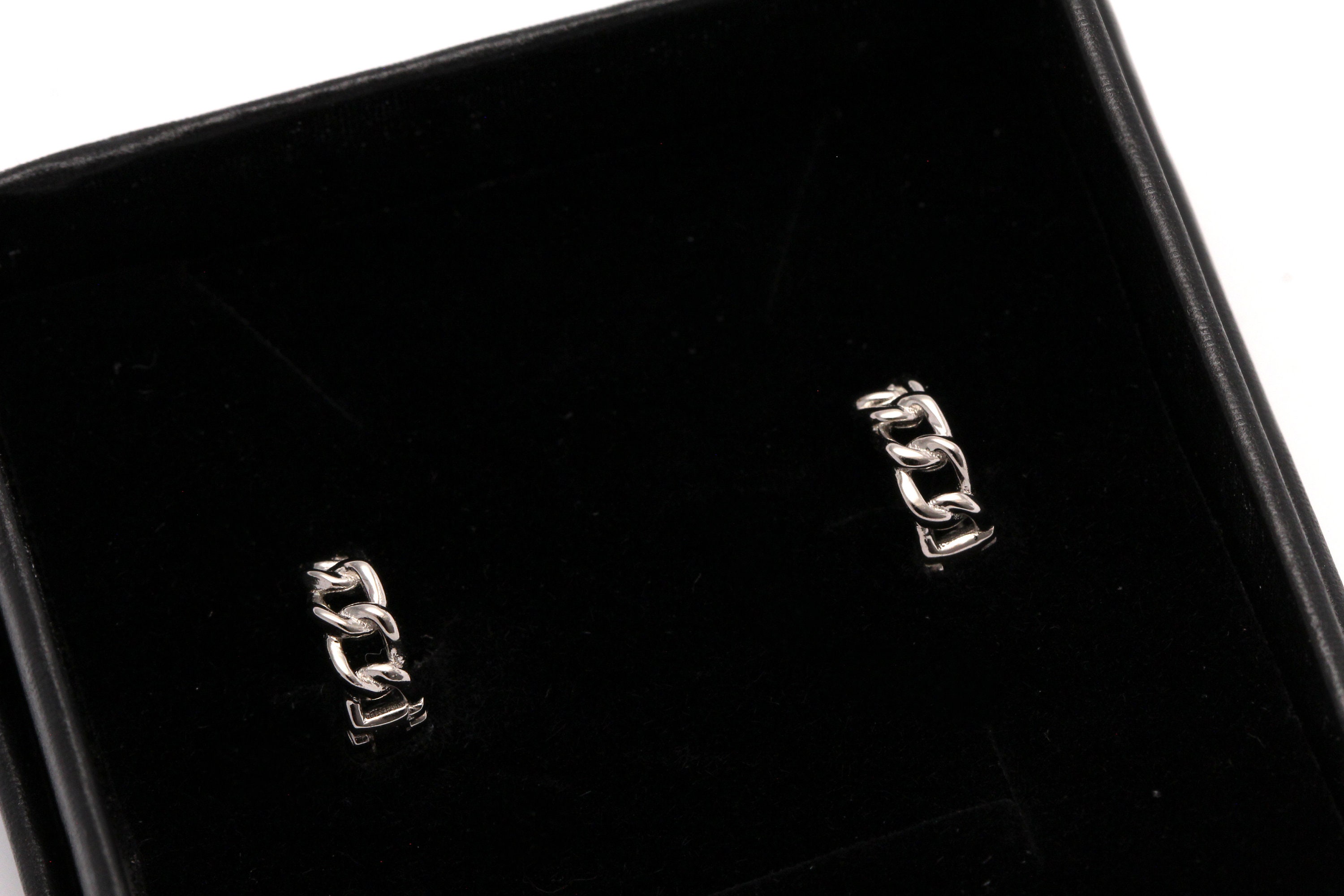 Luxury Chain Huggie Earrings Sterling Silver Link Chain Small Etsy