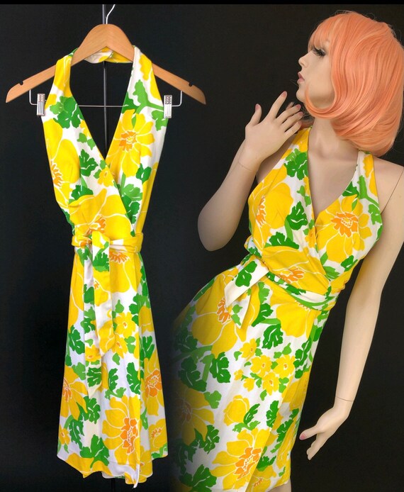Allen Gar 1970s Summer Halterneck Wrap dress