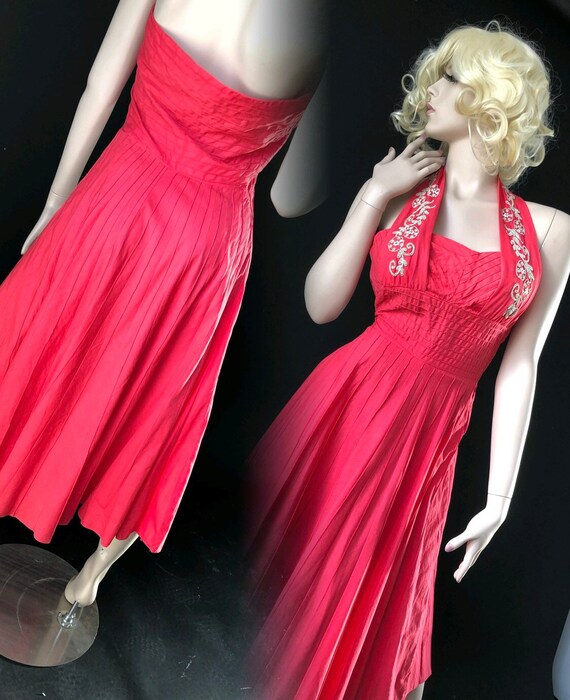 1950’s Hand Embroidered Halter Dress