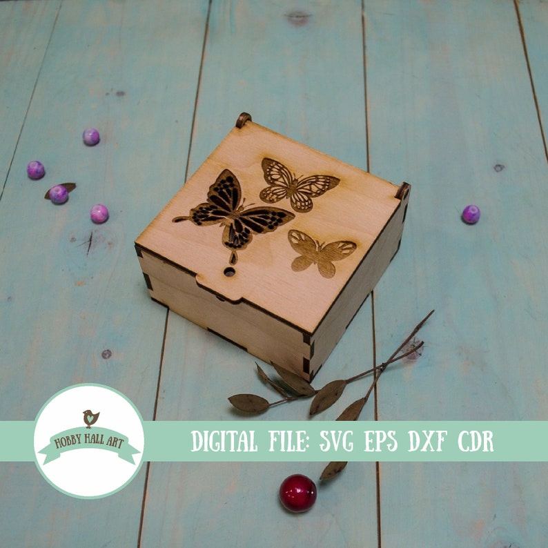 Download Wooden Box Laser File Box Cnc Butterfly Svg Box Vector Etsy