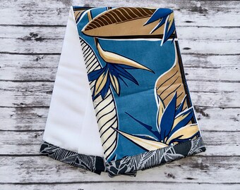 Blue Bird of Paradise Cloth | Premium 6-Ply Tri-Fold Burp Cloth | Made in Hawaii | Baby Shower Gift | Infant Accessories |Made in the USA