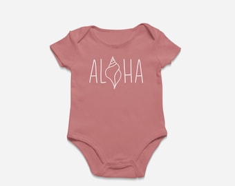 Aloha Shell | Onesie/T-shirt | Mauve | Baby Onesie | Toddler Shirt | Baby Shower | Birthday Gift | Made in Hawaiʻi | Hawaiian | Handmade