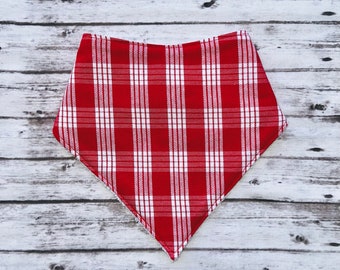 Red Palaka Bandana Bib | Baby Bib | Made in Hawaii | Baby Shower Gift | Infant Accessories | Handmade | Made in the USA | Hawaiʻi Fabric