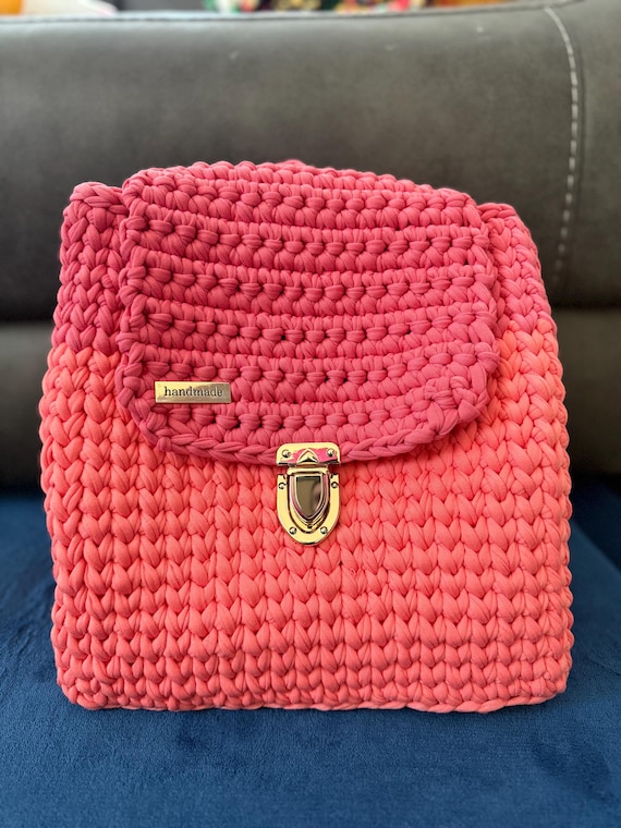 2 Tone Pink Peach Backpack Tote Bag - Etsy display picture 1