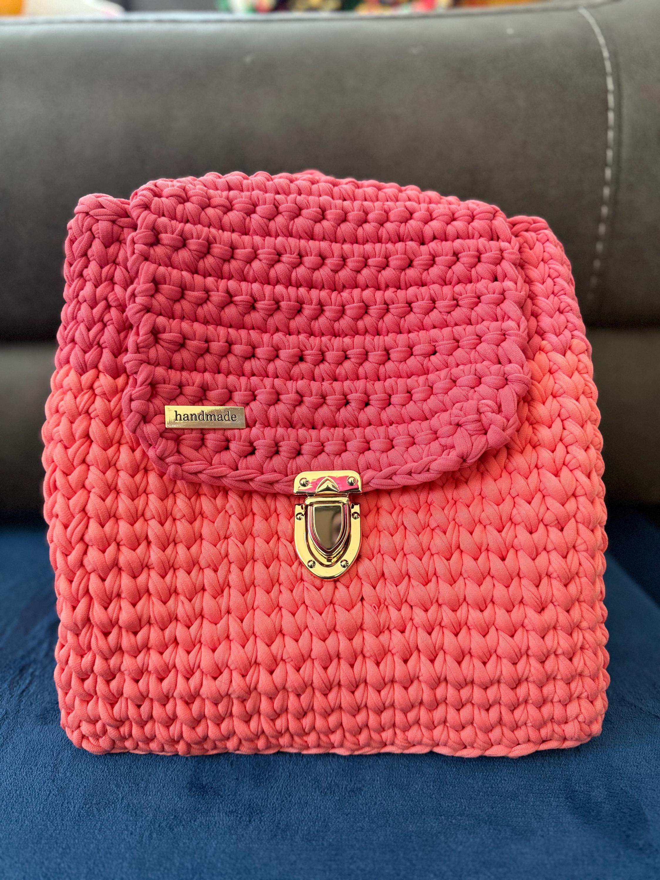 2 Tone Pink Peach Backpack Tote Bag - Etsy