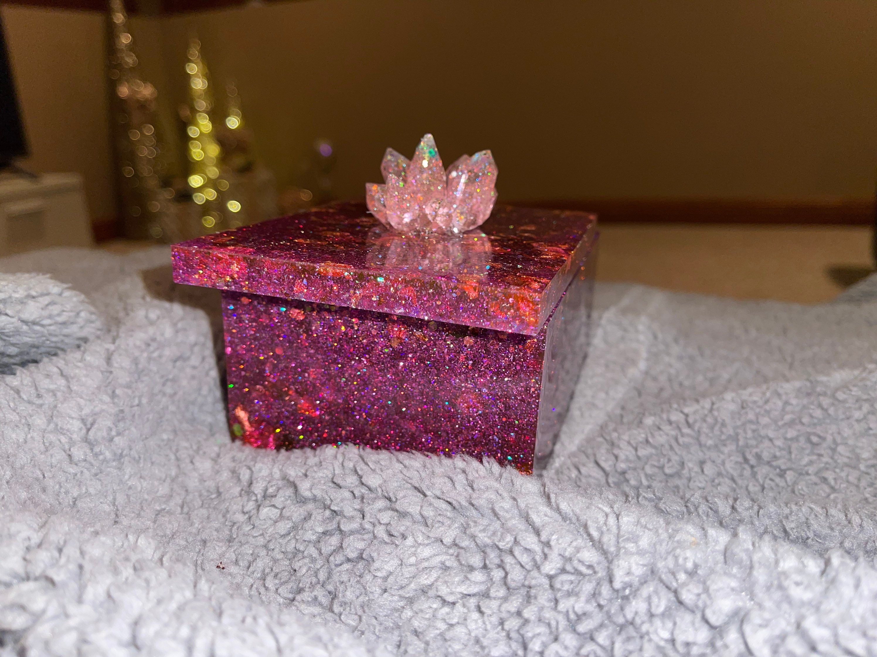 Magenta Glitter Jewelry Box With Accent Crystal Handles Etsy Australia