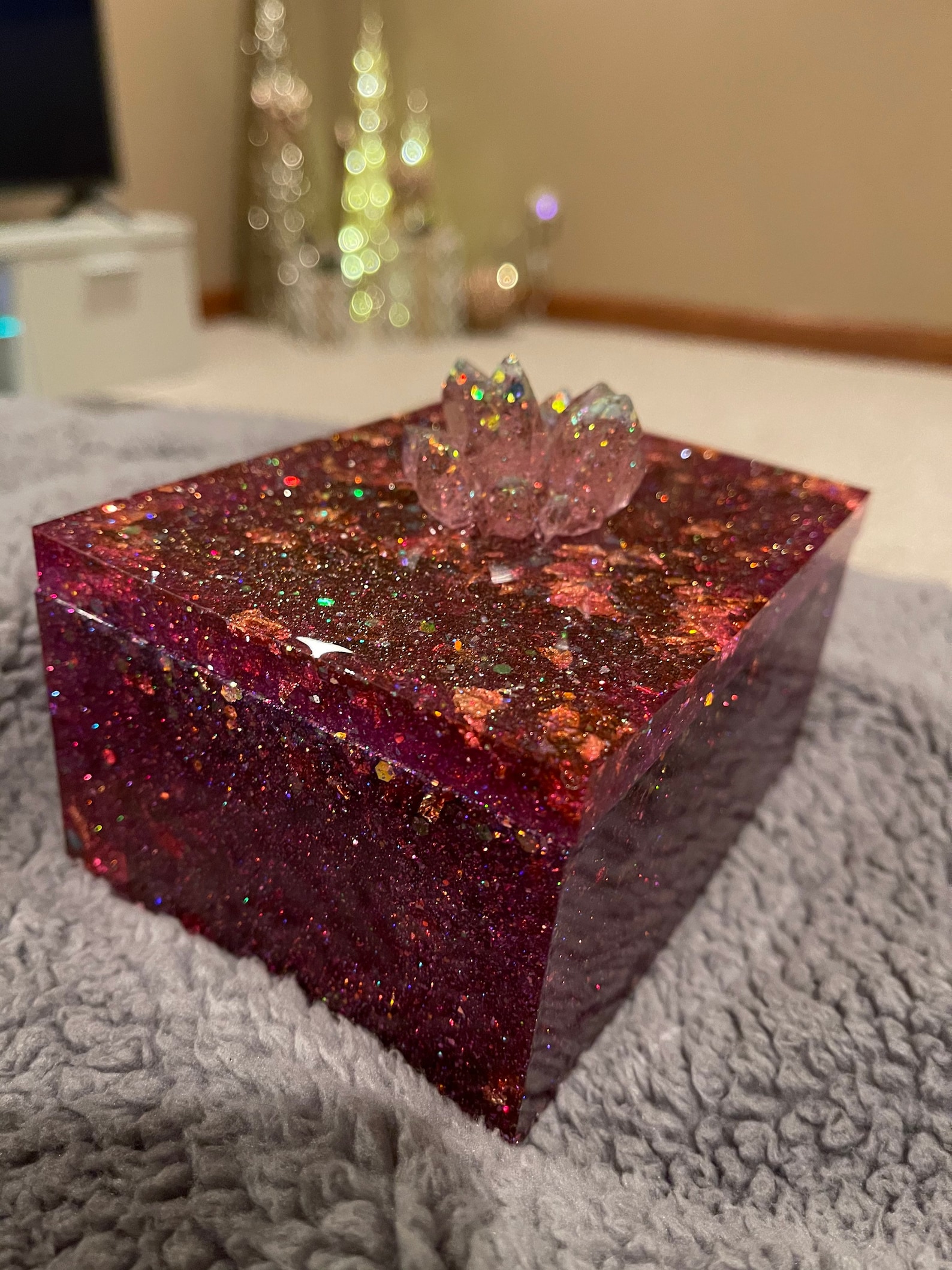 Magenta Glitter Jewelry Box With Accent Crystal Handles Etsy Australia