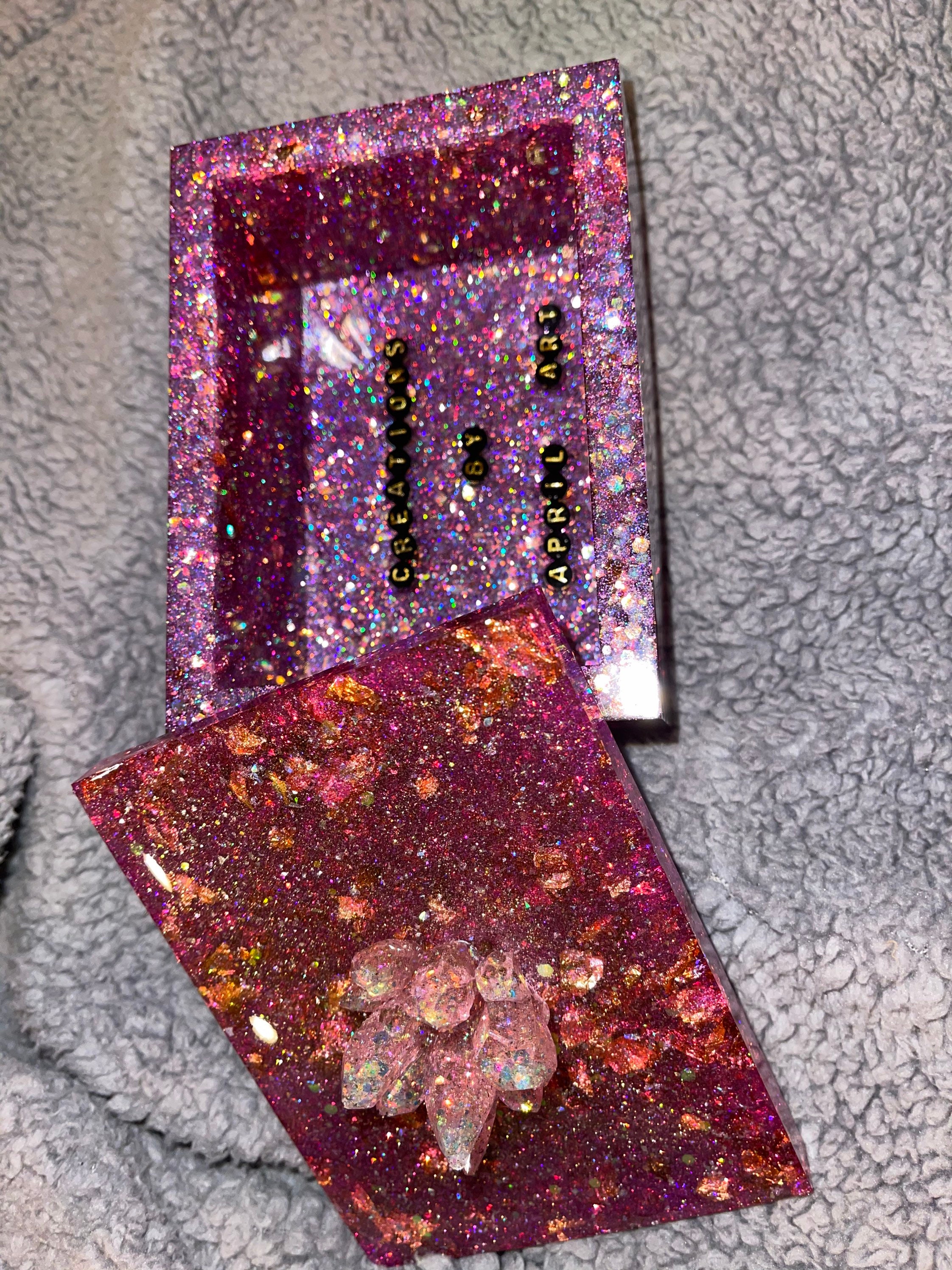 Magenta Glitter Jewelry Box With Accent Crystal Handles Etsy Australia