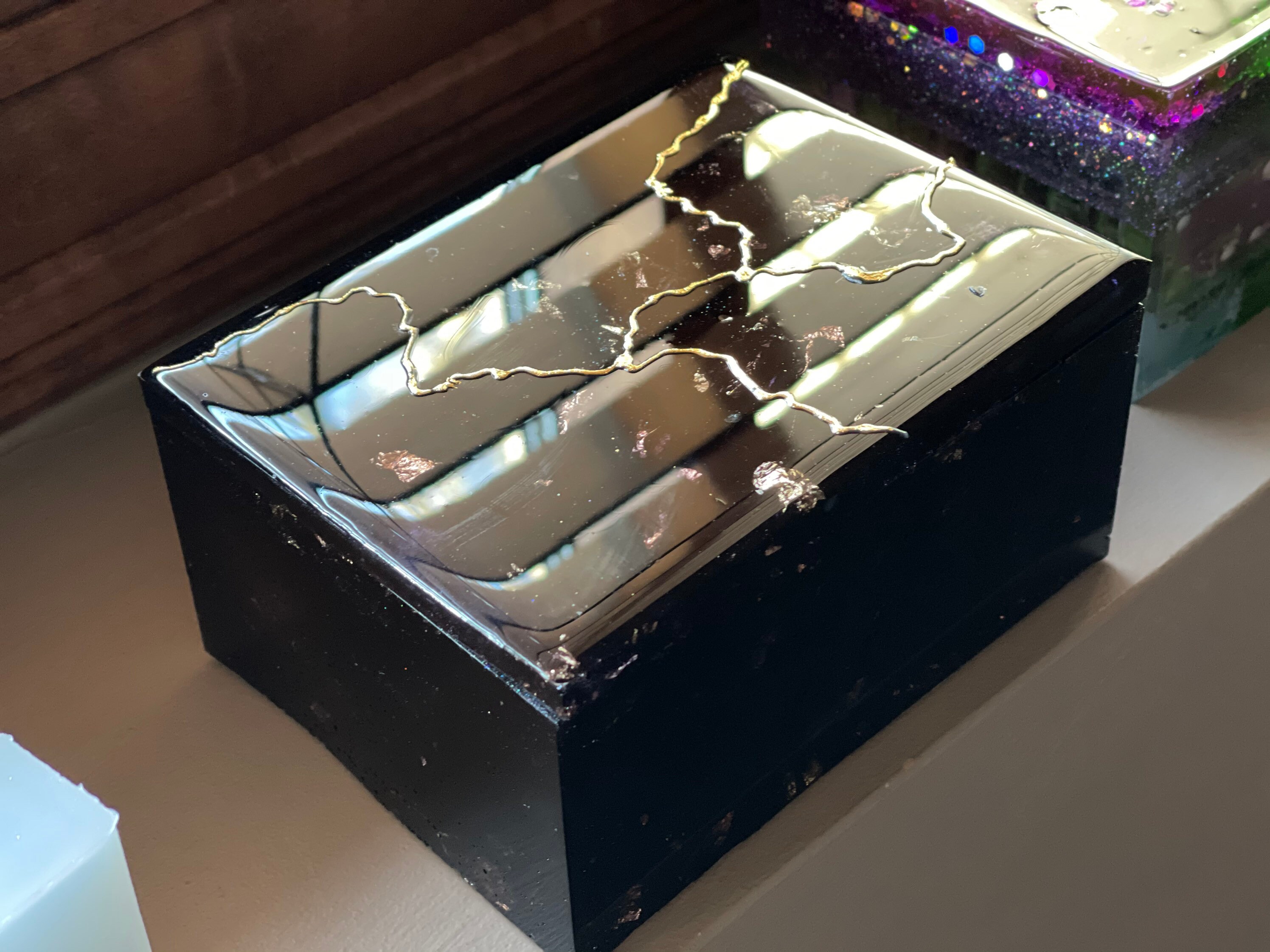 Caja de almacenamiento de dominó de oro y negro / caja de | Etsy