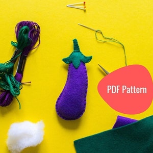 Eggplant felt sewing pattern pdf afbeelding 1
