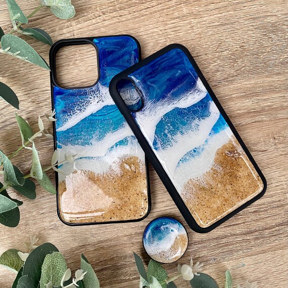 Seascape Resin Phone Case with Real Sand| iPhone Phone Case | Samsung Phone Case | iPhone 14 15 16 Pro Max | Full Protection Case