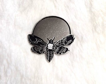 Death's-head Moth and Moon enamel pin