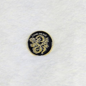 Love or Die Rose Snake enamel pin