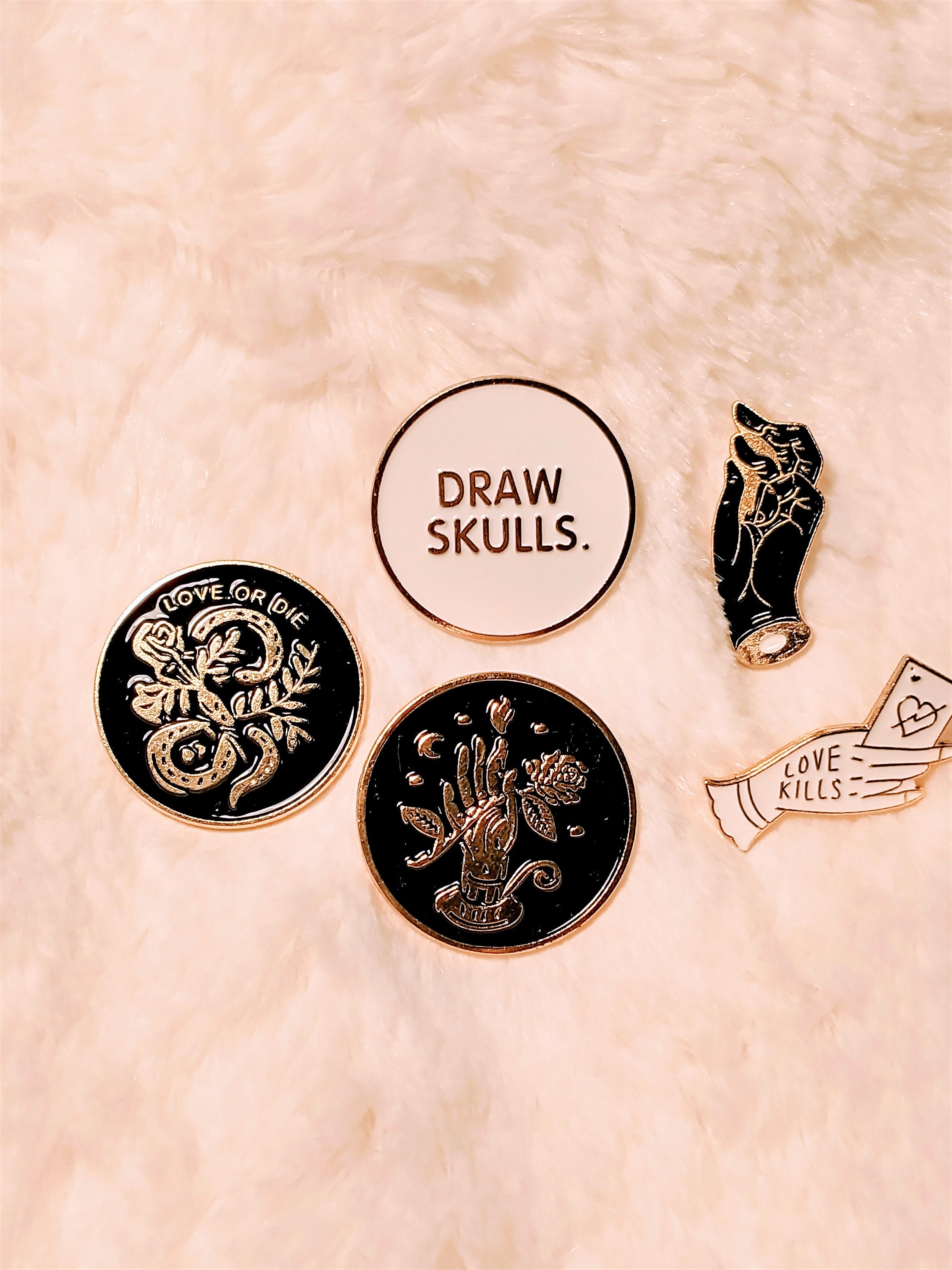 Goth punk enamel pins 5 piece set | Etsy