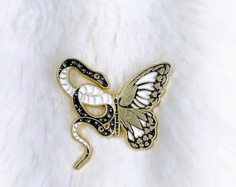 Snake Butterfly Enamel Pin